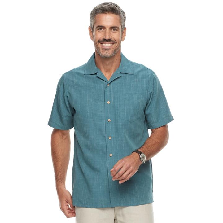 Men's Batik Bay Regular-fit Microfiber Button-down Shirt, Size: Small, Dark Green