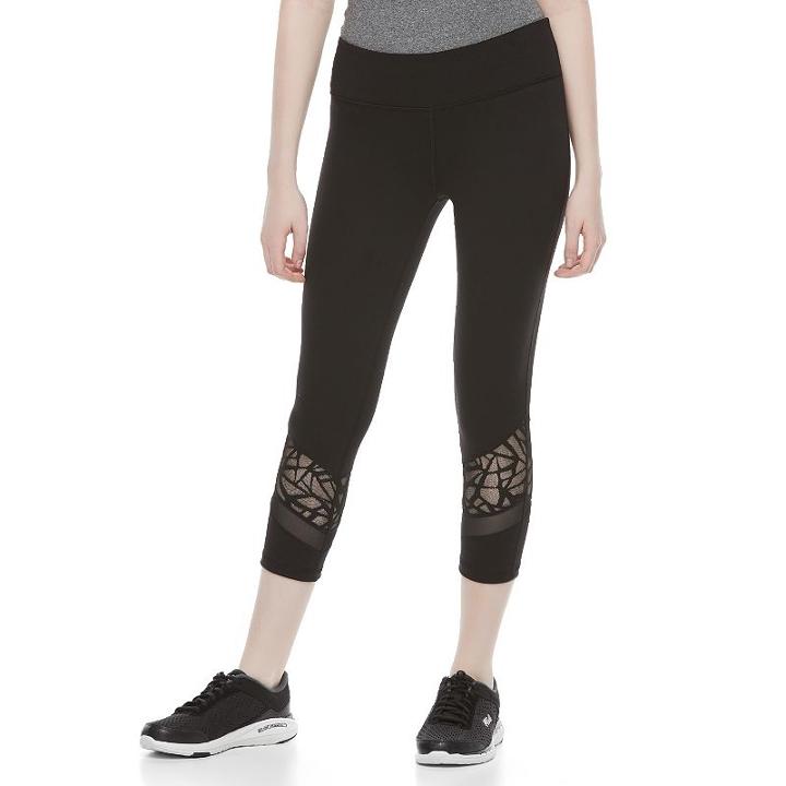 Juniors' So&reg; Splice Yoga Capri Leggings, Girl's, Size: Medium, Black