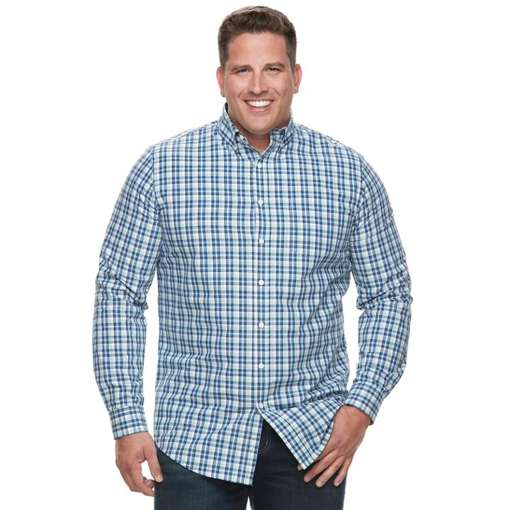 Big & Tall Croft & Barrow&reg; Regular-fit Plaid Button-down Shirt, Men's, Size: 3xl Tall, Blue