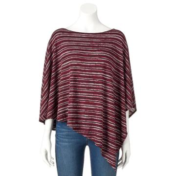 Women's Double Click Asymmetrical Striped Top, Size: Medium, Red Other