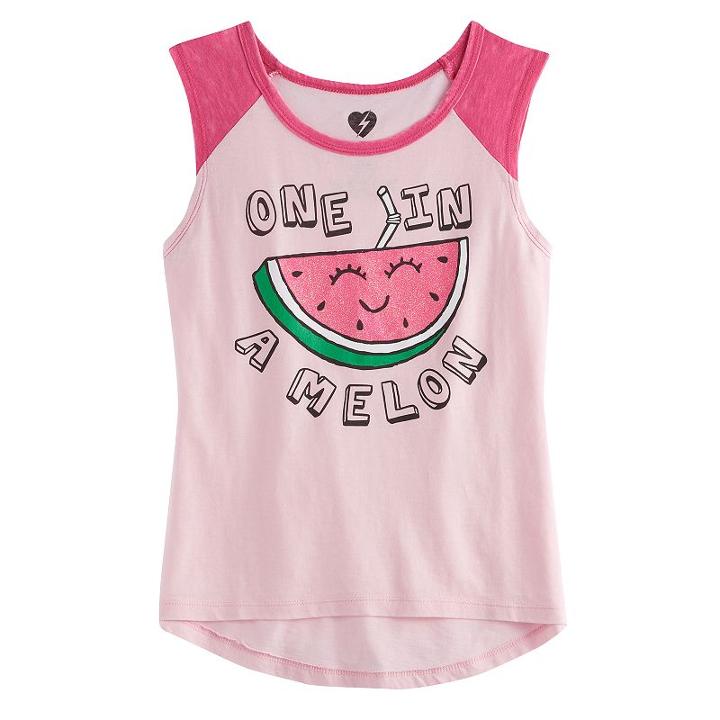 Girls 7-16 One In A Melon Watermelon Glitter Graphic Tee, Girl's, Size: Medium, Pink Ovrfl