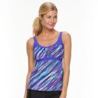 Women's Zeroxposur Printed Empire Tankini Top, Size: 6, Dark Blue