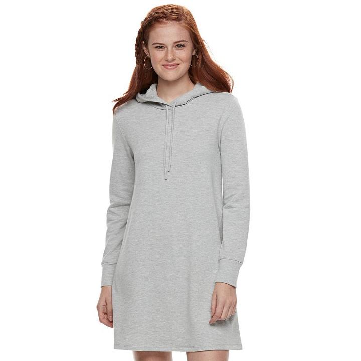 Juniors' Love, Fire Hooded Sweatshirt Dress, Teens, Size: Xl, Grey