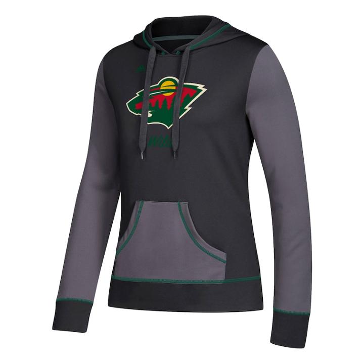 Women's Adidas Minnesota Wild Script Pullover Hoodie, Size: Small, Black