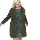 Plus Size Popsugar Drop-shoulder Anorak Jacket, Women's, Size: 2xl, Dark Green