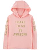 Girls 4-12 Excuse Me I Have To Be Awesome Glitter Hoodie, Size: 8, Light Pink