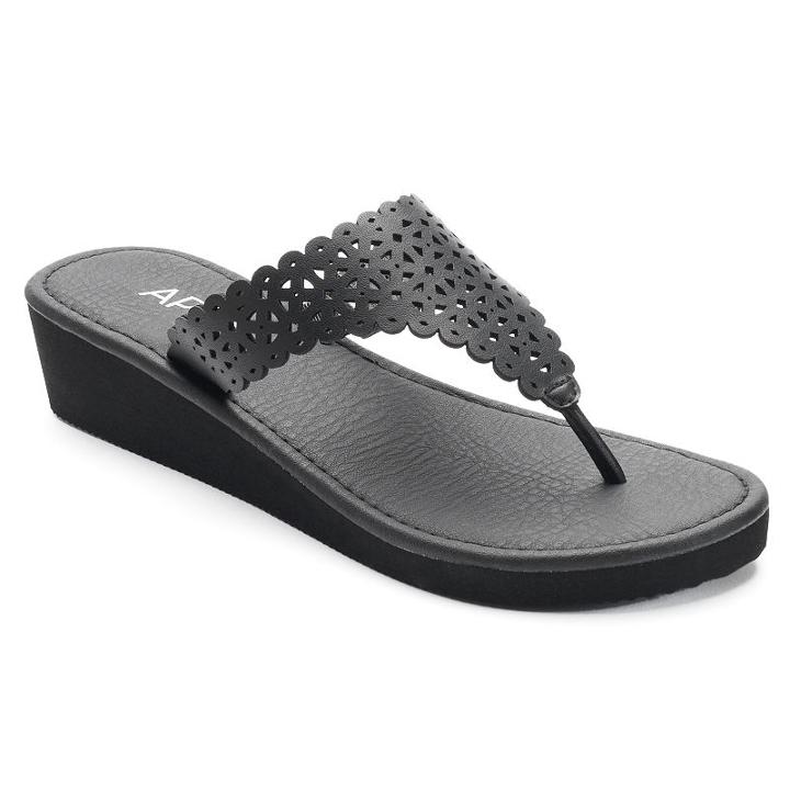 Apt. 9&reg; Women's Chop Out Wedge Flip-flops, Size: Small, Black