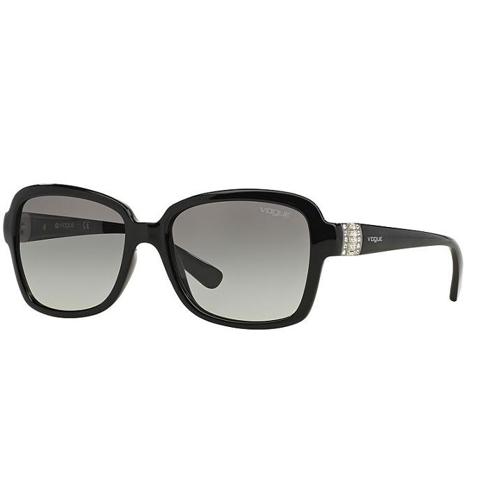 Vogue Vo2942s 55mm Timeless Rectangle Gradient Sunglasses With Swarovski Elements, Women's, Black