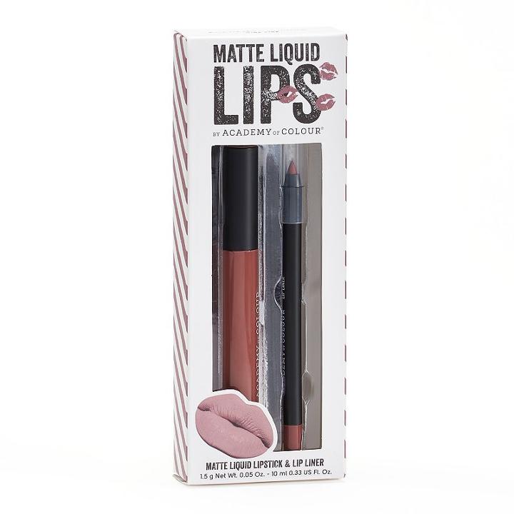 Academy Of Colour 2-pc. Matte Liquid Lips, Lt Brown