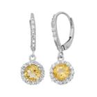 Citrine And Lab-created White Sapphire Sterling Silver Halo Drop Earrings, Women's, Orange
