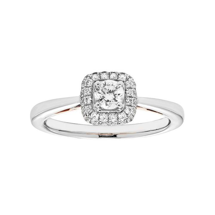 14k White Gold 1/2 Carat T.w. Igl Certified Diamond Square Halo Engagement Ring, Women's, Size: 7