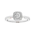 14k White Gold 1/2 Carat T.w. Igl Certified Diamond Square Halo Engagement Ring, Women's, Size: 7