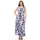 Plus Size Suite 7 Floral Watercolor Ruched Maxi Dress, Women's, Size: 18 W, Ovrfl Oth