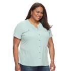 Plus Size Croft & Barrow&reg; Button-down Pocket Shirt, Women's, Size: 1xl, Med Green