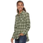 Petite Sonoma Goods For Life&trade; Essential Supersoft Flannel Shirt, Women's, Size: Xl Petite, Green