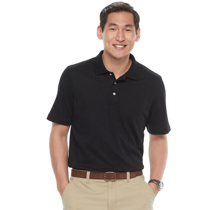 Men's Croft & Barrow&reg; Signature Interlock Polo, Size: Large, Black