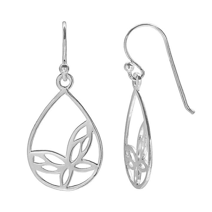 Primrose Sterling Silver Butterfly Teardrop Earrings, Women's, Grey