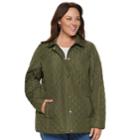 Plus Size Croft & Barrow&reg; Snap Front Quilted Jacket, Women's, Size: 3xl, Dark Green