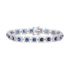 Sterling Silver Lab-created Blue & White Sapphire Bracelet, Women's, Size: 7.25