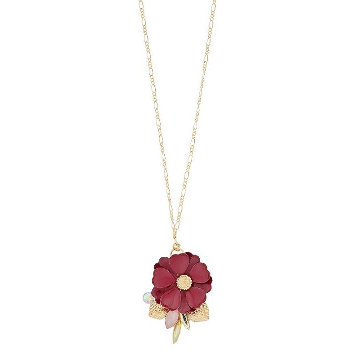 Lc Lauren Conrad Long Red Flower Necklace, Women's