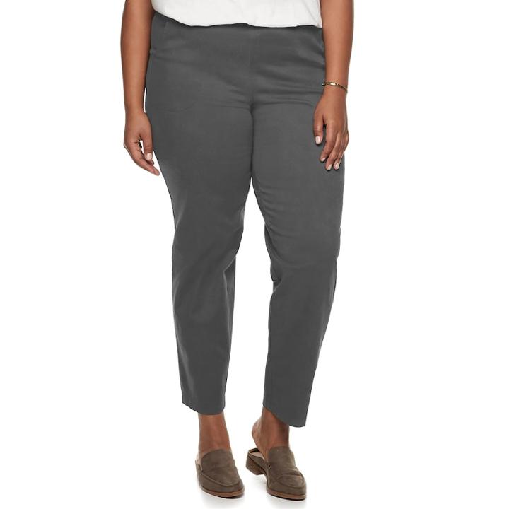 Plus Size Croft & Barrow&reg; Twill Pull-on Pants, Women's, Size: 3x Short, Grey (charcoal)