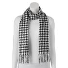 Softer Than Cashmere Houndstooth Fringed Oblong Scarf, Women's, Black