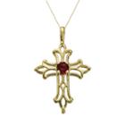 10k Gold Garnet Filigree Cross Pendant, Women's, Size: 18, Red