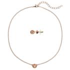 Napier Simulated Crystal Necklace & Stud Earring Set, Women's, Pink