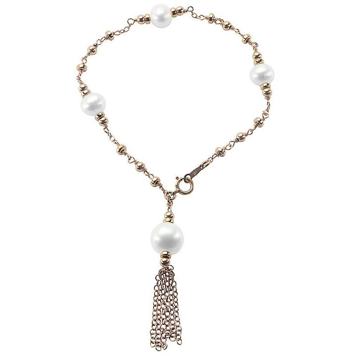 Pearlustre By Imperial Freshwater Cultured Pearl 14k Rose Gold Filled Tassel Bracelet, Women's, Size: 8, White