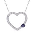 Stella Grace Sterling Silver Lab-created Blue & White Sapphire Heart Pendant, Women's, Size: 17