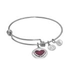 Love This Life Crystal Dream Heart Charm Bangle Bracelet, Women's, Purple