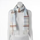 Softer Than Cashmere Plaid Fringed Oblong Scarf, Women's, Natural