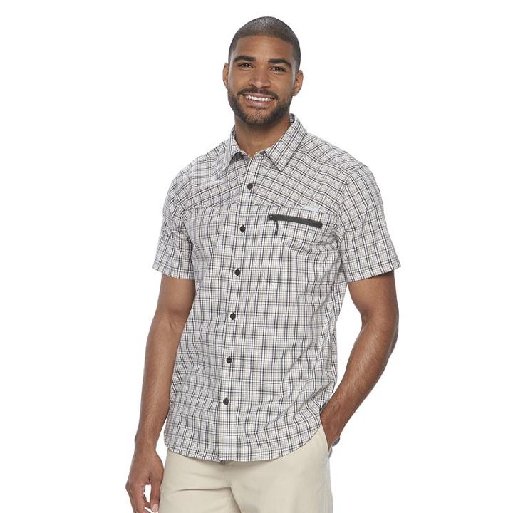 Big & Tall Columbia Sycamore Falls Classic-fit Plaid Stretch Button-down Shirt, Men's, Size: Xxl Tall, Grey (charcoal)