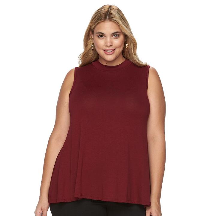 Plus Size Loramendi Mockneck Swing Tank, Women's, Size: 1xl, Purple Oth