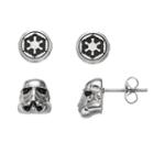 Star Wars Stainless Steel Imperial Symbol & Stormtrooper Stud Earring Set, Women's, Grey
