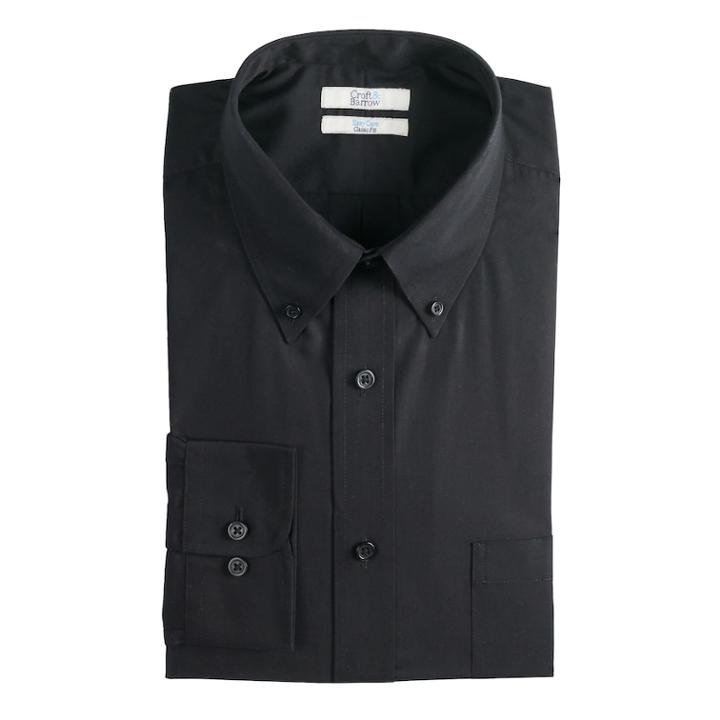 Men's Croft & Barrow&reg; Slim-fit Easy-care Button-down Collar Dress Shirt, Size: 17-34/35, Black