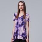 Women's Simply Vera Vera Wang Print Tiered Hem Tee, Size: Xs, Dark Grey
