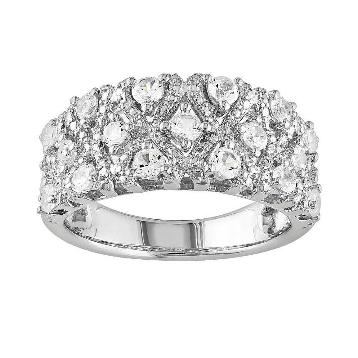 Sterling Silver Lab-created White Sapphire Crisscross Ring, Women's, Size: 6