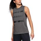 Women's Under Armour Linear Wordmark Graphic Muscle Tank, Size: Xl, Grey (charcoal)