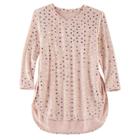 Girls 7-16 Fire, Love 3/4-length Sleeve Side Slit Tee, Size: Medium, Light Pink