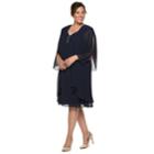 Plus Size Le Bos Chiffon Duster Jacket Dress, Women's, Size: 22 W, Blue (navy)
