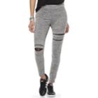 Juniors' Cloud Chaser Ripped Mesh Leggings, Teens, Size: Large, Grey