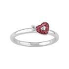 Journee Collection Sterling Silver Heart Charm Ring, Women's, Size: 8, Pink