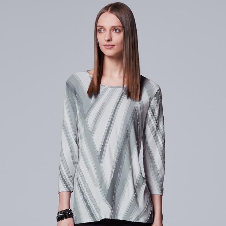 Women's Simply Vera Vera Wang Abstract Textured Tee, Size: Xl, Med Grey
