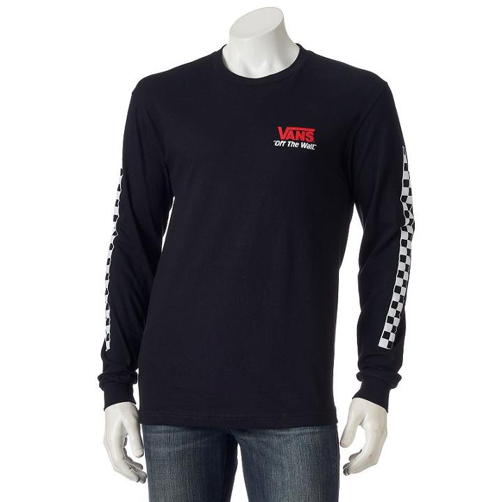 Men's Vans Checker Sleeve Tee, Size: Small, Black