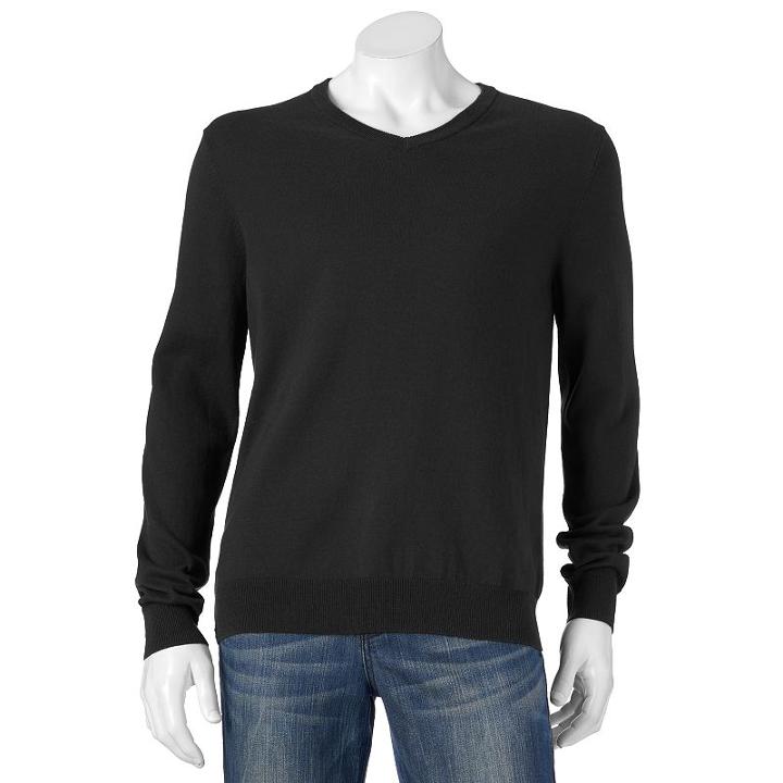 Big & Tall Sonoma Goods For Life&trade; Solid V-neck Sweater, Men's, Size: 3xb, Black