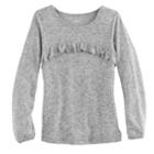 Girls 4-12 Sonoma Goods For Life&trade; Curved Ruffle Marled Top, Size: 12, Dark Grey
