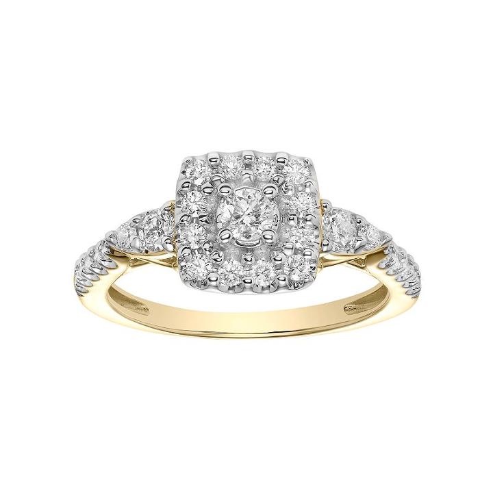 Simply Vera Vera Wang 14k Gold 5/8 Carat T.w. Diamond Square Halo Engagement Ring, Women's, White