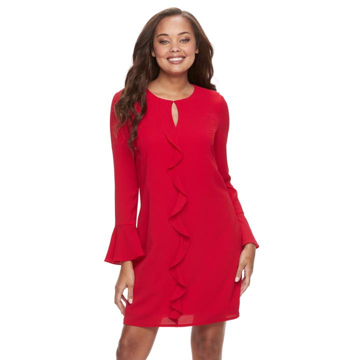 Petite Suite 7 Catalina Ruffle Sheath Dress, Women's, Size: 14 Petite, Brt Red