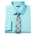 Big & Tall Croft & Barrow&reg; Classic-fit Striped Dress Shirt And Patterned Tie Boxed Set, Men's, Size: 19 34/5b, Turquoise/blue (turq/aqua)